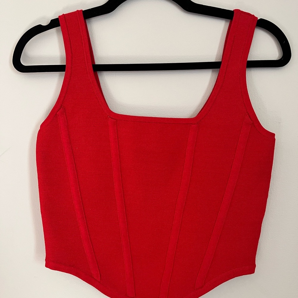 Express crop corset top red